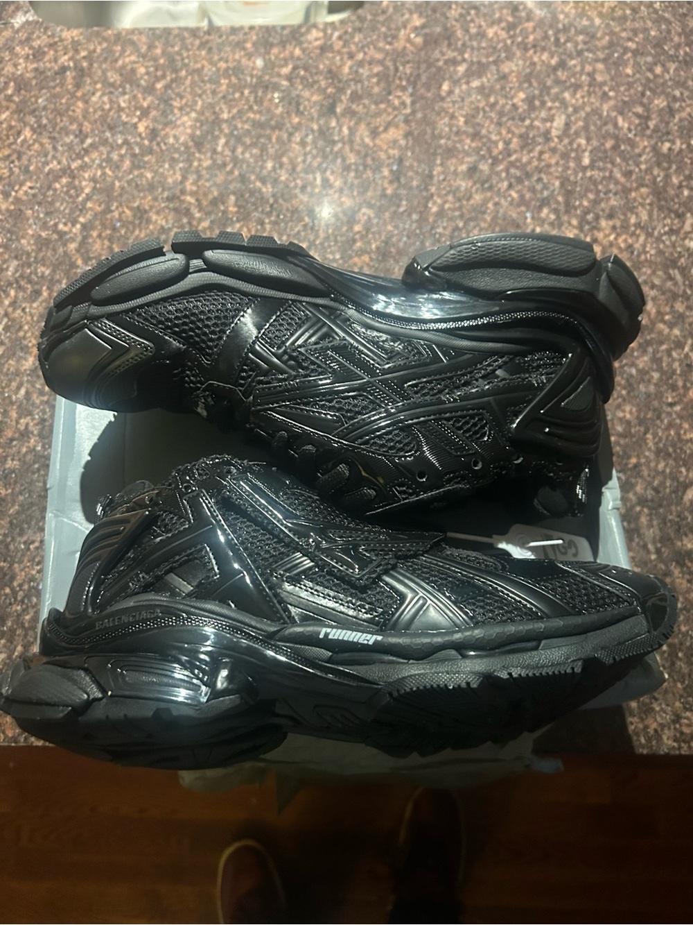 Balenciaga Black Runner Mesh & Leather Men's Sneakers